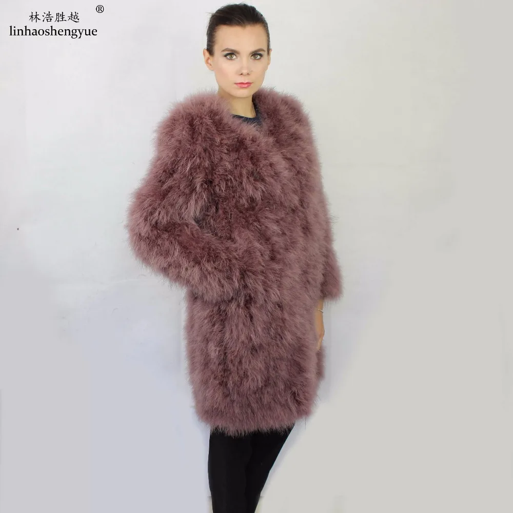 Linhaoshengyue Страусиные волосы пальто, длинный рукав, пальто 90 см длиной, Novel Fashion