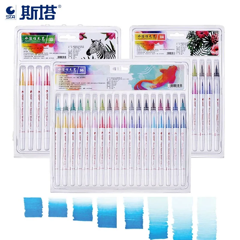 STA 3700 Watercolor Brush Pens 24 Premium Color Paint Marker Set