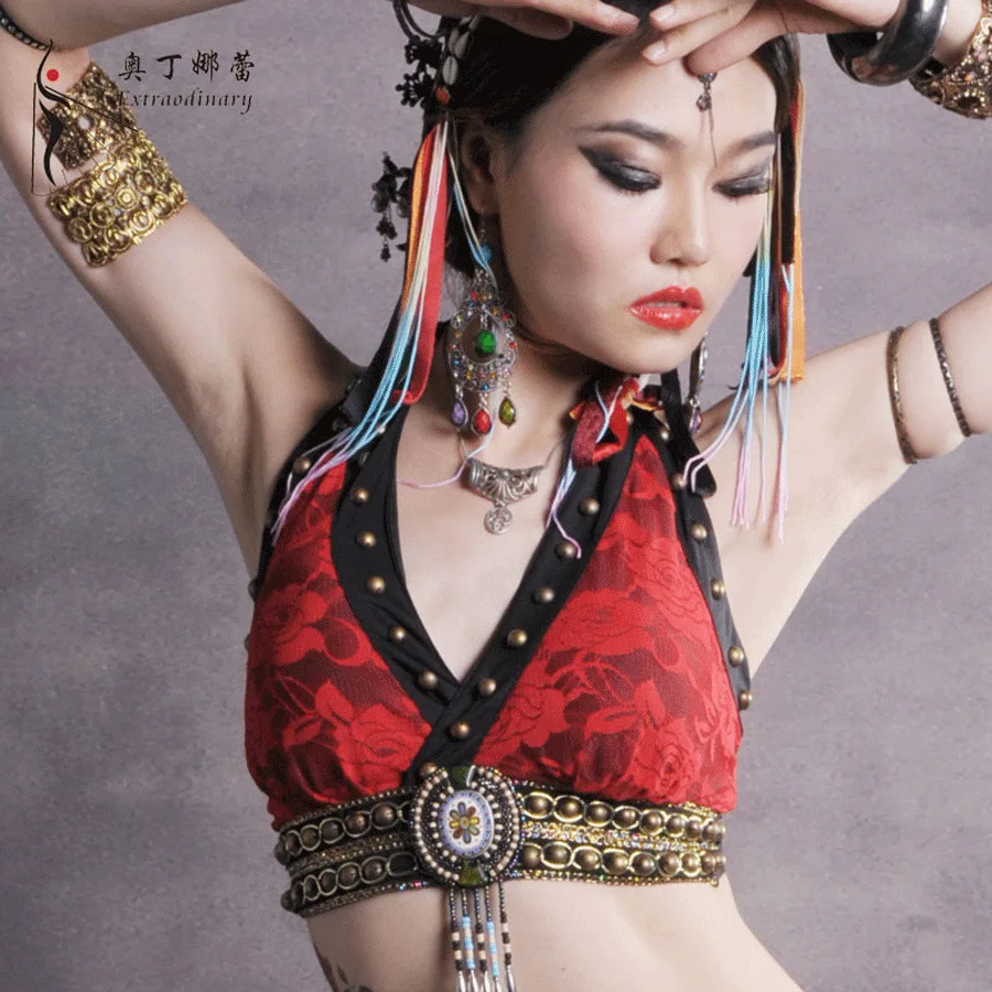 2018 Tribal Belly Dance Costume 3 Pcs Lace Blouse Bra&hip Scarf Belt - 900x900 - jpeg Lace Dance Bra Top