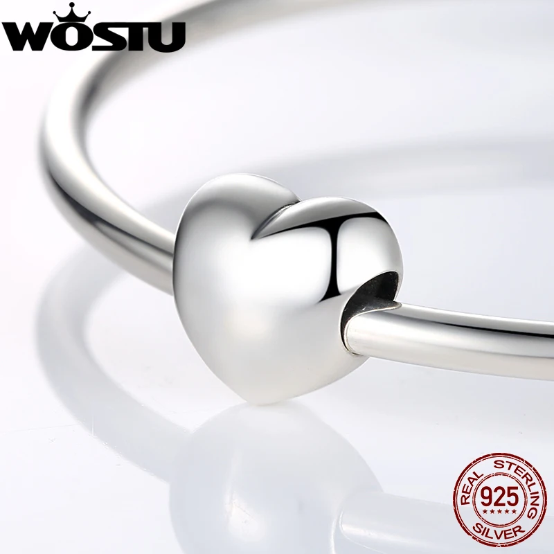 

Authentic 925 Sterling Silver Heart Charm Beads Fit Original WST Bracelet Pendants DIY Accessories Big Smooth Heart Charm