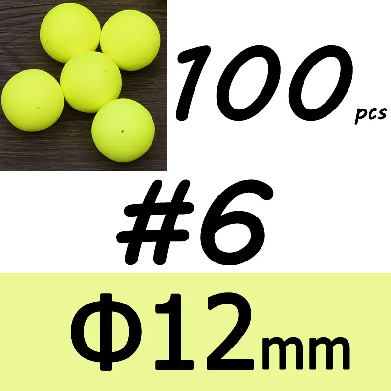 100 шт. пенопластовые шариковые бусины Beans Pompano Float Bottom Rig Такелажный материал для морской пресноводной рыбалки поддельные приманки - Цвет: Yellow size 6