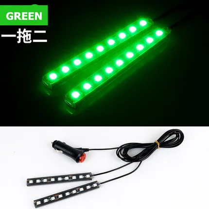 4 шт. 12 SMD дистанционное управление музыкой красочный RGB светодиодный автомобильный интерьерный напольный декоративный светильник в полоску для автомобиля - Испускаемый цвет: green-2