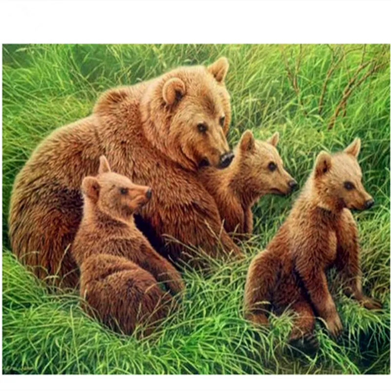 5D Resin Crafts Diamond Painting Bear Animal Family Diy Diamond