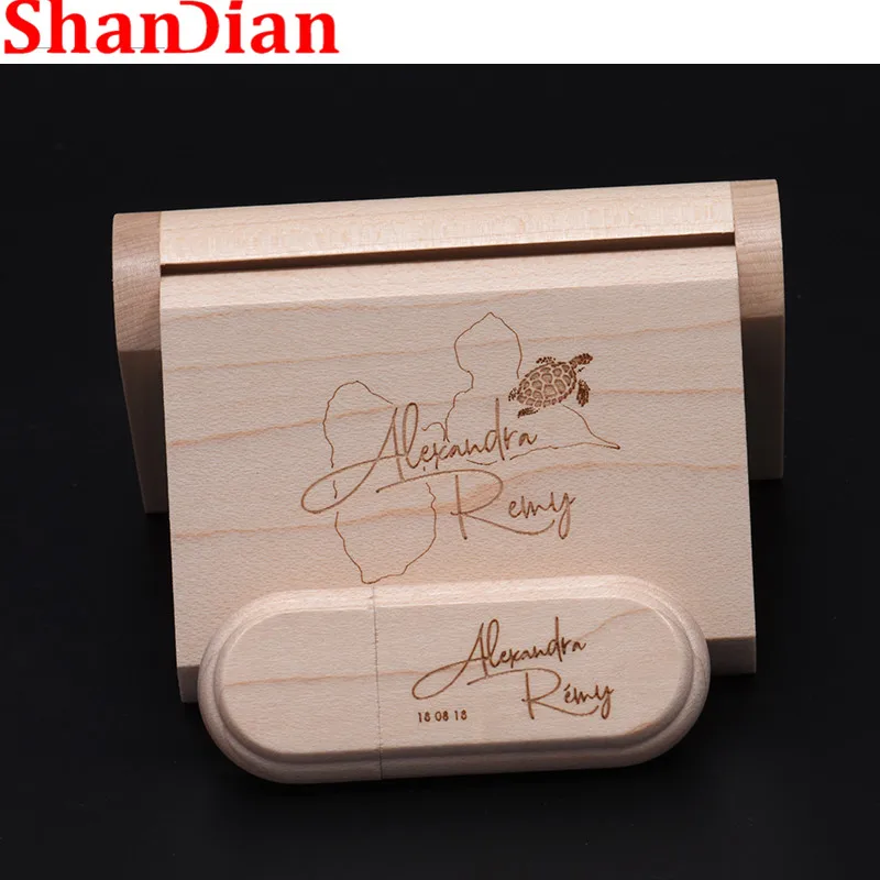 SHANDIAN USB 2 0 (1 шт. бесплатный логотип) Деревянный usb + флип бокс флеш накопитель карта