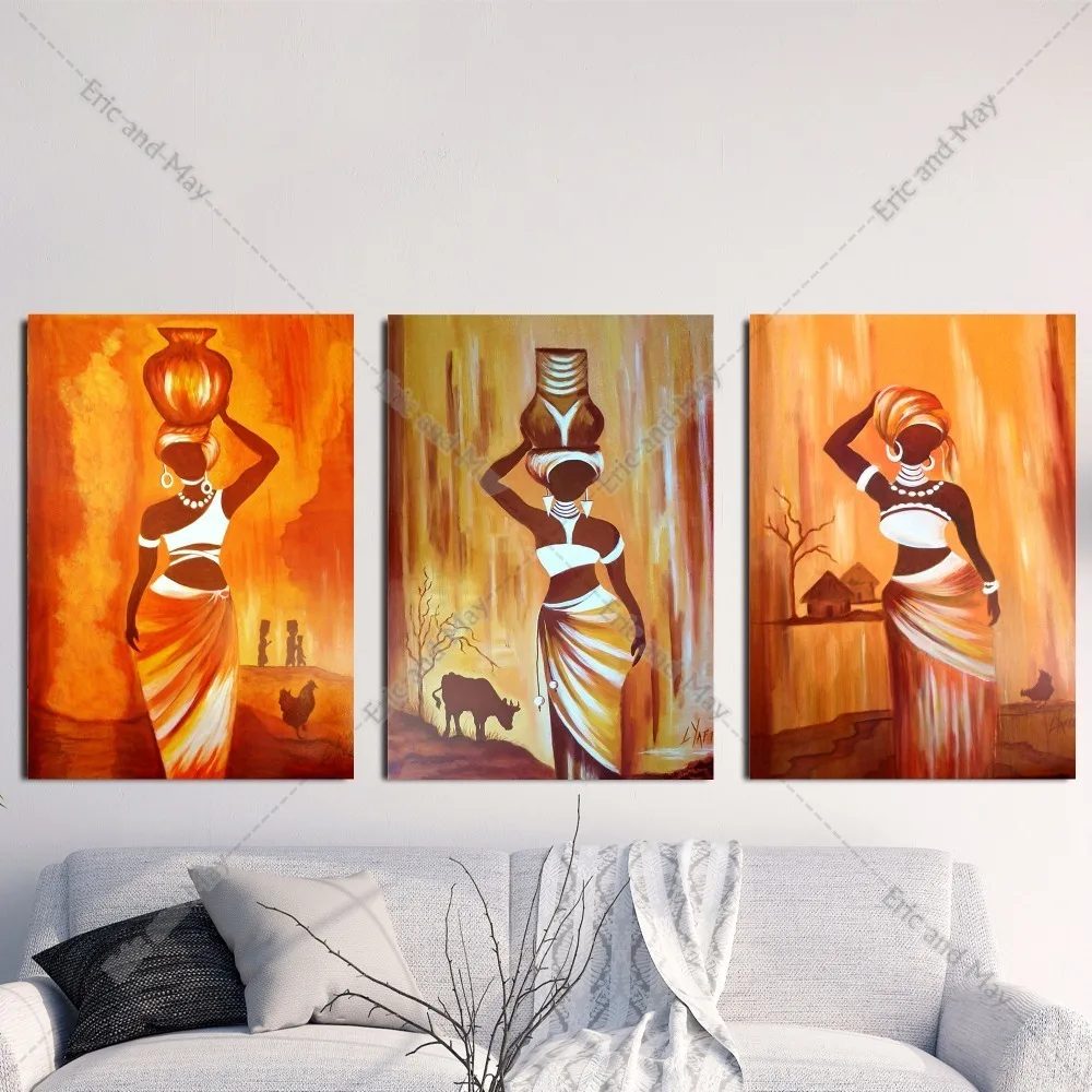 3 stücke afrikanische frau leinwand kunstdruck triptychon malerei poster mauerbilder für wohnzimmer dekoration home decor kein