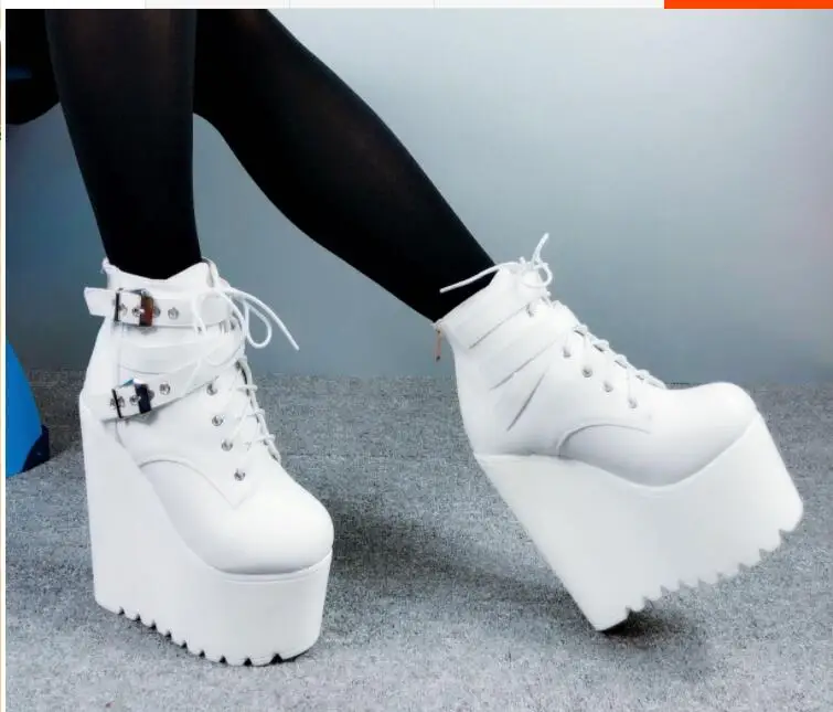 Г. Осенне-зимние новые женские тонкие туфли на очень высоком каблуке 16 см на водонепроницаемой платформе ботинки на шнуровке на толстой подошве