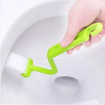 

Useful Curved Small Bathroom Kitchen Toilet Cleaning Brush Corner Rim Cleaner Bent Bowl Handle Home Cleaning Accessories