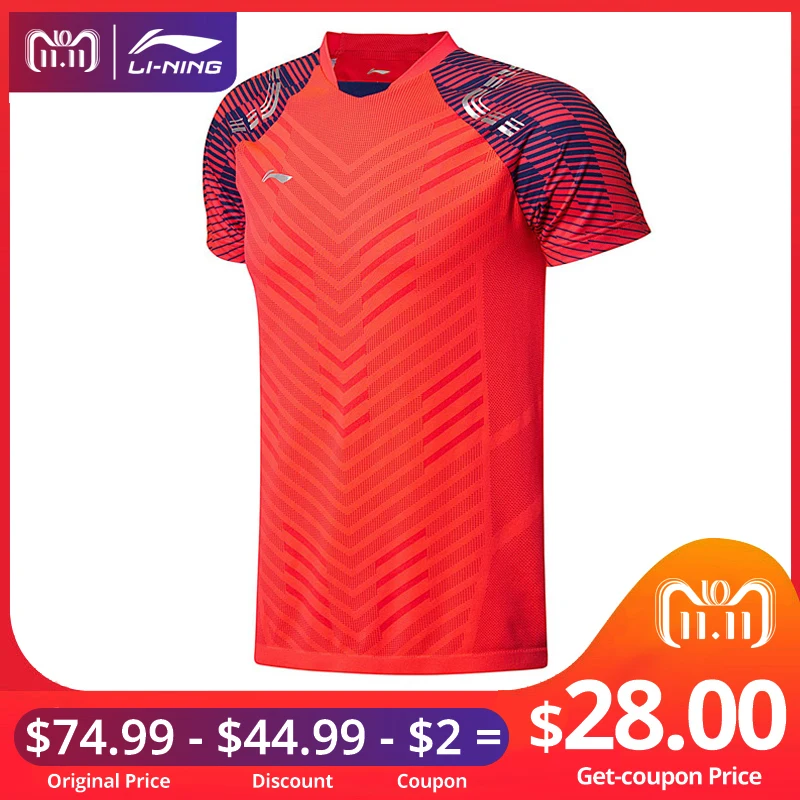 

(11.11 Clearance)Li-Ning Men Badminton T-Shirts AT DRY Competition Tee Comfort Breathable T-shirt AAYN001 MTS2713