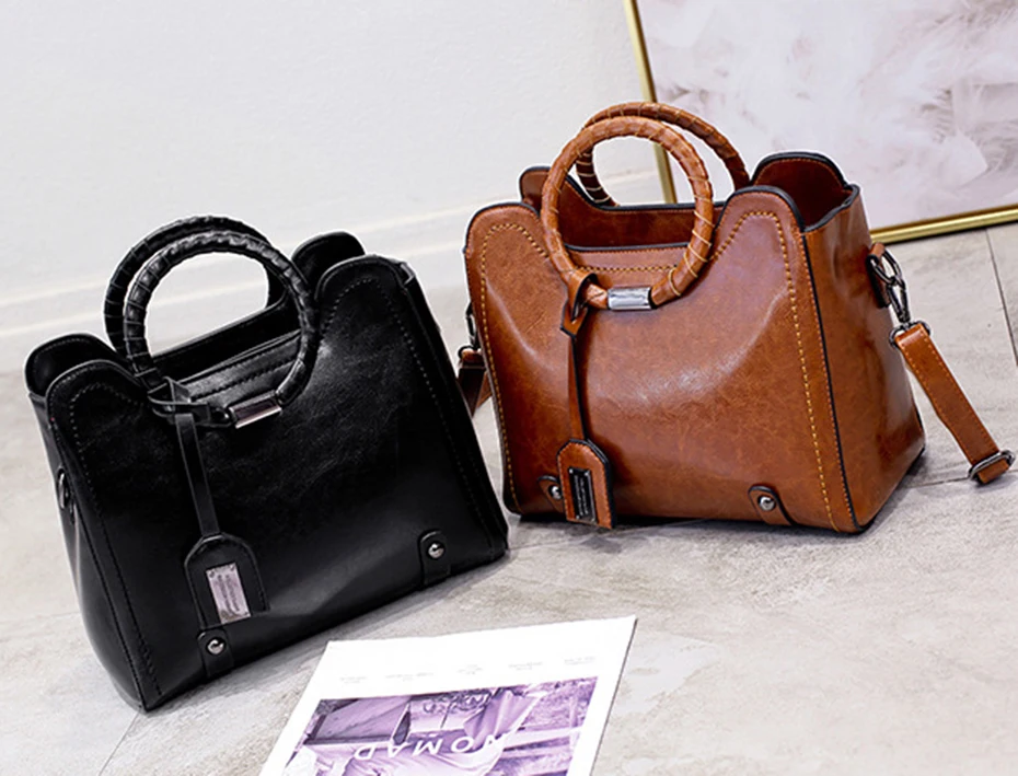 Женская сумка, кожаная сумка, женская сумка через плечо, сумка через плечо с заклепками, винтажная роскошная дизайнерская женская сумка, новинка