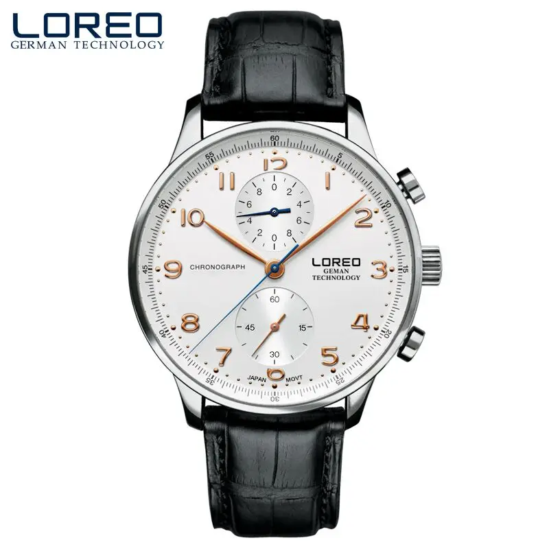 

LOREO high quality blue needle genuine corrosion resistant scratch resistant waterproof fashion white men's quartz watch