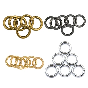 

6Pcs Round Spring Camping Hiking Clip Hook Key Chain Carabiner Push Open Gate Ring Alloy for Backpack