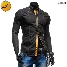 Мужские модные рубашки весна осень дизайнерские футболки Для мужчин линейный Для мужчин рубашка с длинным рукавом chemise homme Для мужчин одежда M-XXL