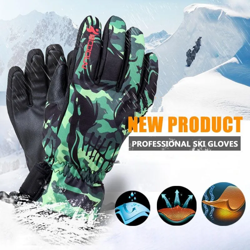 

1 Pair Outdoor Winter Ski Snowboard Gloves Super Warm Outdoor Sport Gloves Windproof Waterproof Hiking Skiing Gloves
