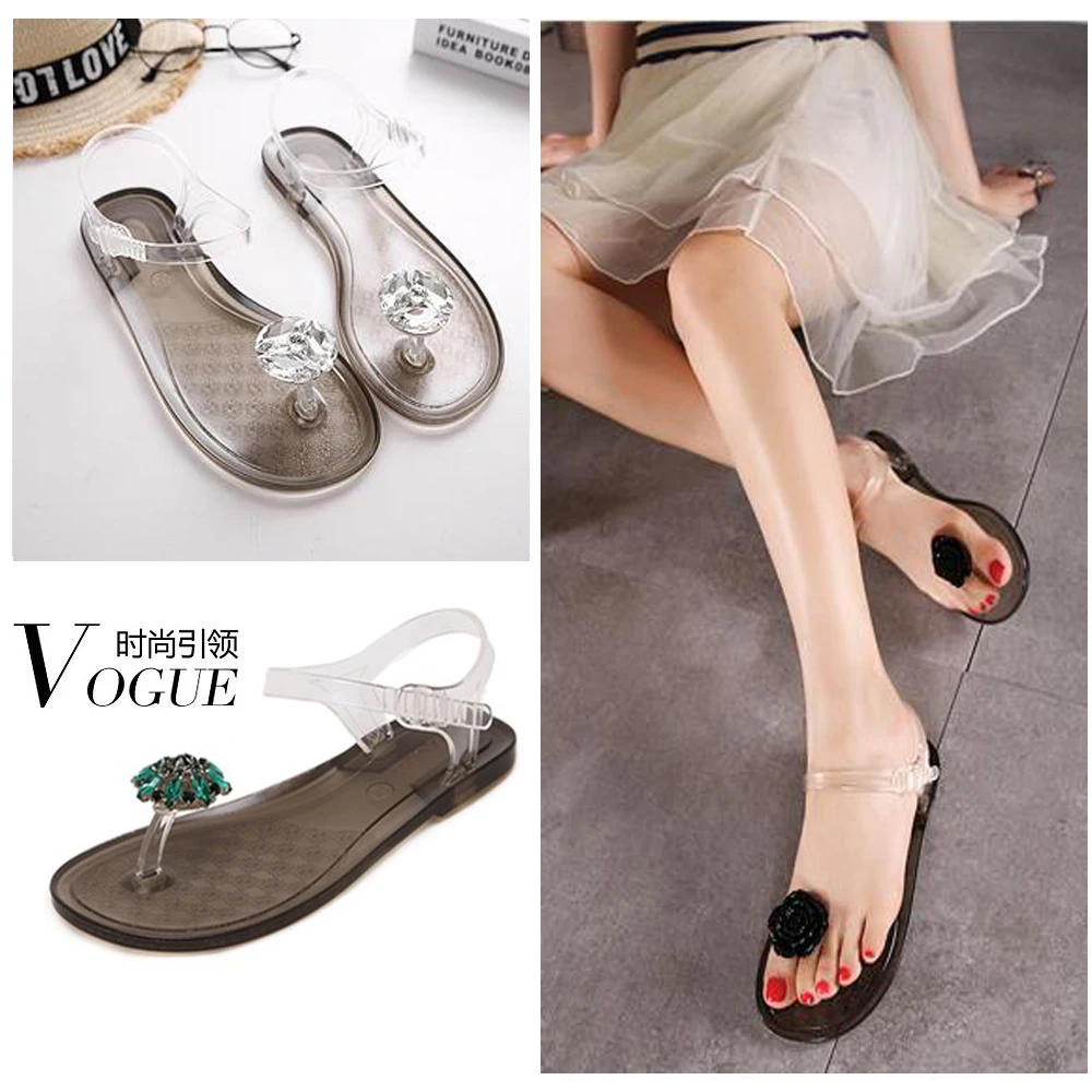 transparent sandals flat