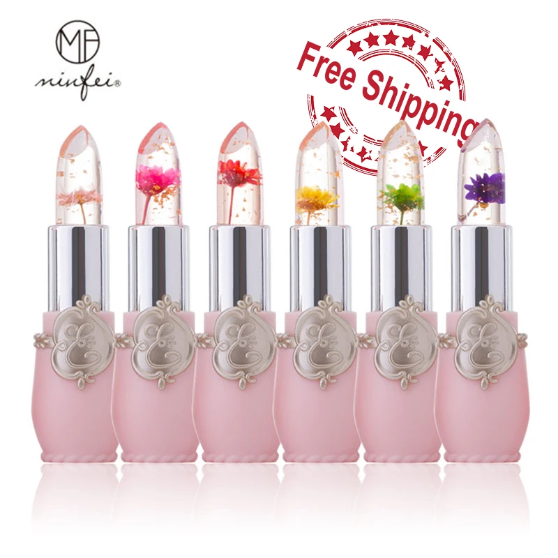 

6Pcs/set Transparent Flower Crystal Jelly Lipstick Set Magic Temperature Change Color Waterproof Lip Balm Lip Stick Cosmetic Lot