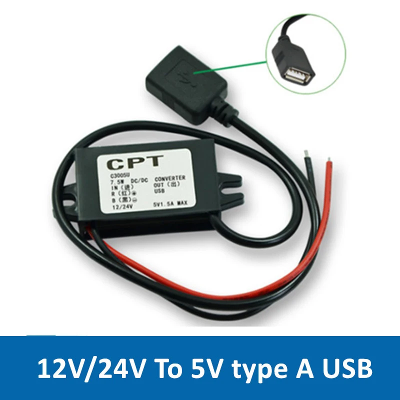 

USB Waterproof IP68 DC DC Converter/ Voltage Transformer DC DC Step-down 8-30V To 5V1.5A Converter Buck Module for Car