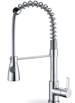 

Chrome Finish Spring Kitchen Faucet Kitchen Sink Faucets Single Handle Deck Mounted Mixer Tap Hot and Cold Water
