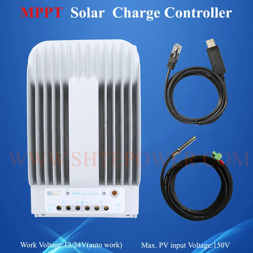 

Tracer4215BN MPPT 40A 150V solar charge controller design for home system 12V 24V auto work with PC USB & Temperature Sensor