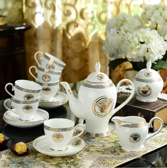 11 pcs luxury British european ceramic tea sets 1 teapot + 4 cups 4