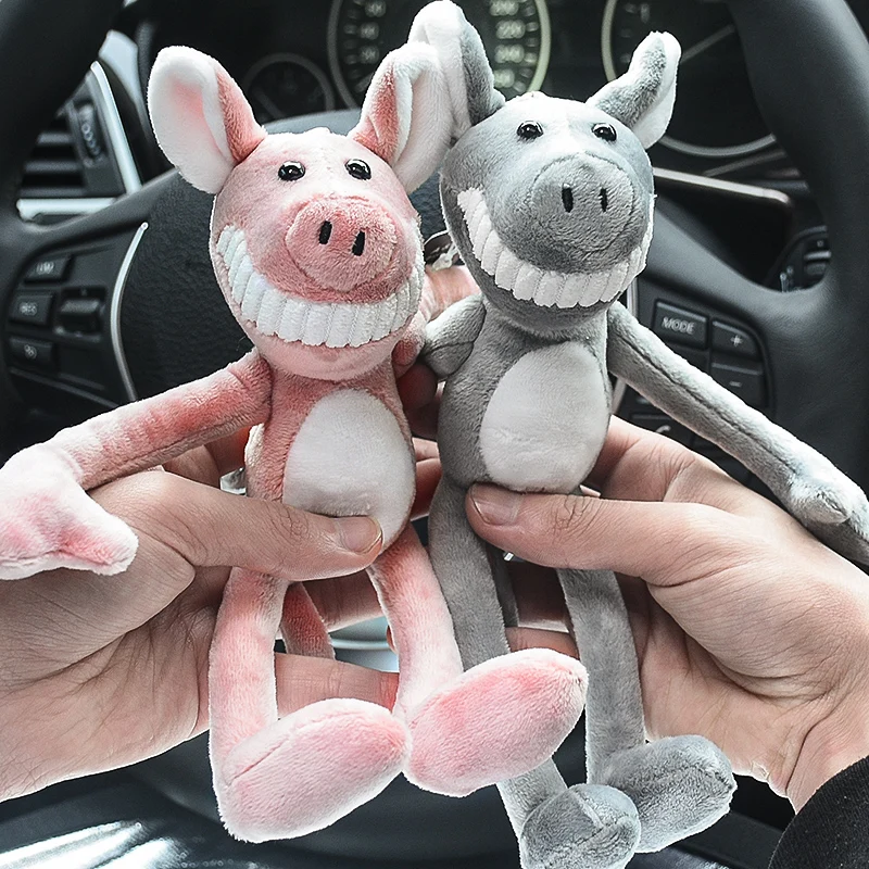 Mini Stuffed Kids Toys Animal Piggy Pig Keychains Big Teeth Trinkets Keyrings Car Handbag Pendant Key Chain Ring Holder D166 | Украшения и