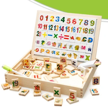 

Multifunctional Learning Box Double Magnetic Blackboard Montessori Wooden Toys Educational Baby Alphabet Arithmetic Domino Toy