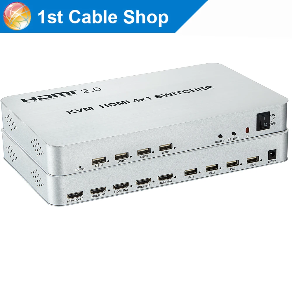 

4K USB HDMI KVM Switches 4-port HDMI 2.0 HDMI USB KVM Switch 4X1 4kX2K/60HZ HDCP 2.2 for PC laptop windows&macs