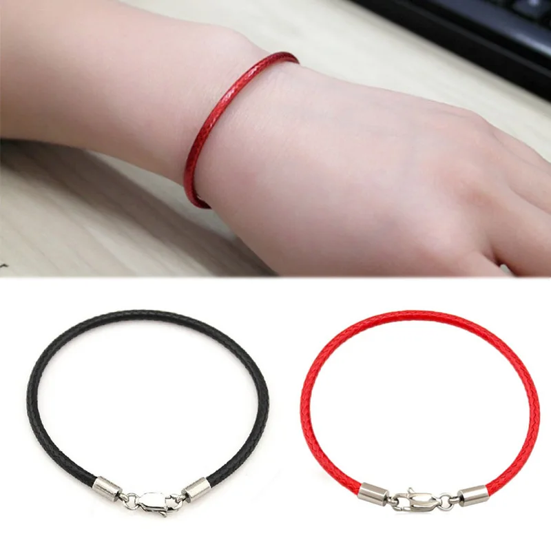 

Fashion 1PC Leather Red Hand Rope Black/Red Lucky Brecelet Girls Women Men Couple Jewelry