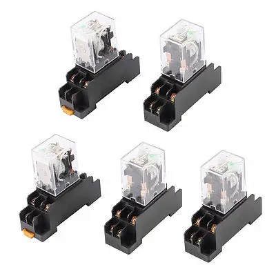 

DC 24V Coil Green Indicator Lamp DPDT 8 Pins Power Relay 5 Pcs + Socket Base