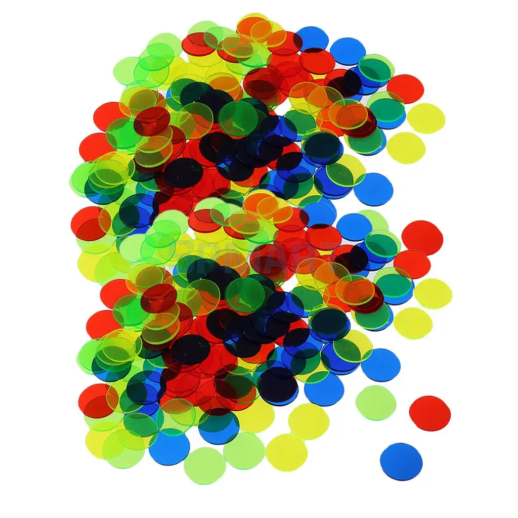 200Pcs Plastic 19mm Bingo Chips Markers for Bingo Game Poker Cards Kids Children Counters Math Toys School Supplies
