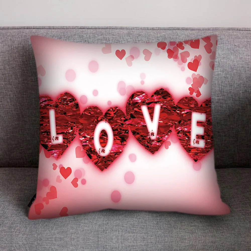 

Pillowcase 45*45 Print Throw Pillow Polyester Cushion Cover Decorative Valentine Day Reversible Pillowcover for Sofa Decorative