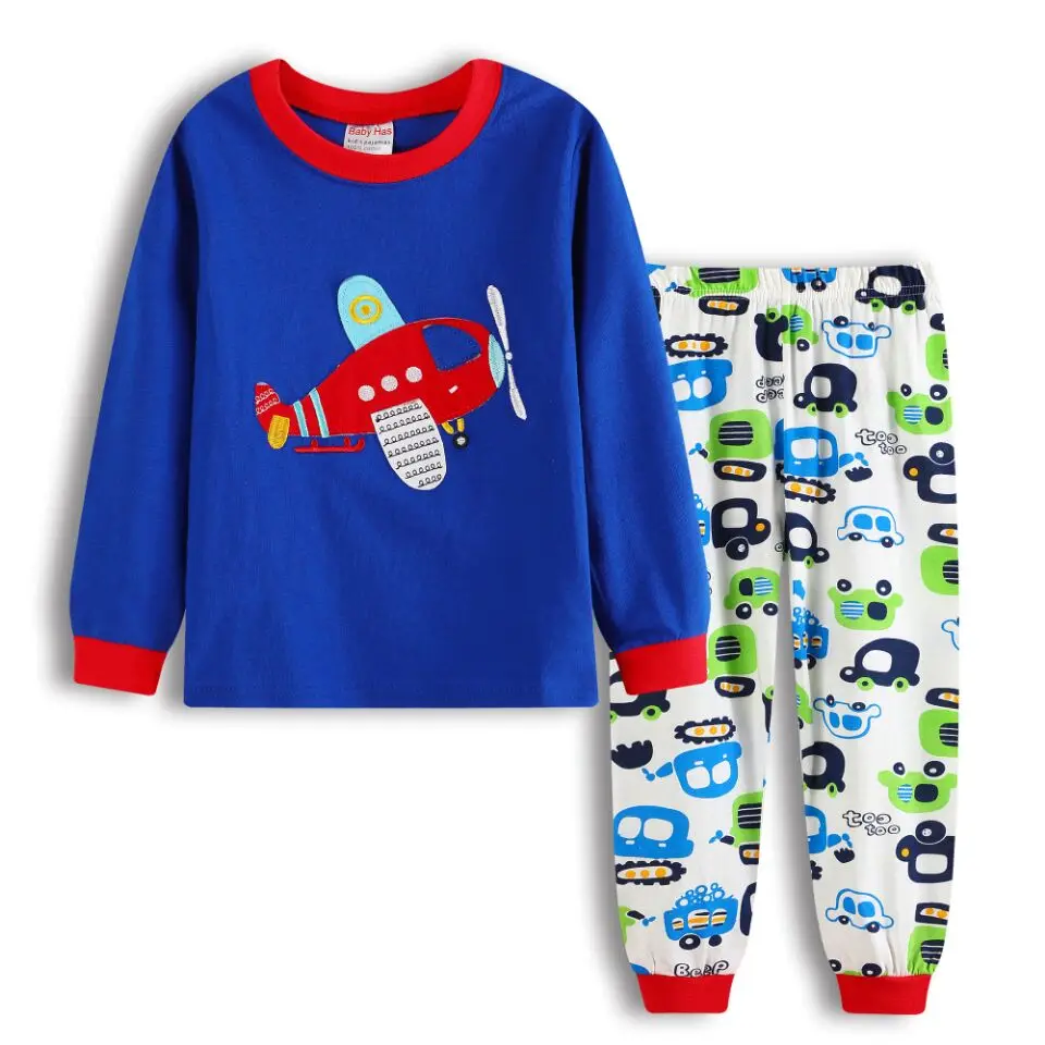 Весенне-Осенняя детская одежда для сна с принтом животных пижамы с длинными рукавами для маленьких мальчиков и девочек хлопковая ночная рубашка детские пижамы, комплекты пижам - Цвет: model 9