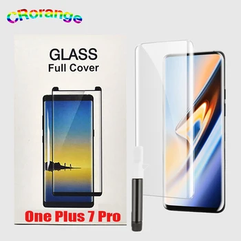 10D UV ガラス Oneplus 7 プロ強化ガラスフルカバーケース 1 + 7 プロフル接着剤液体スクリーンプロテクター Uv 光、 Uv 接着剤