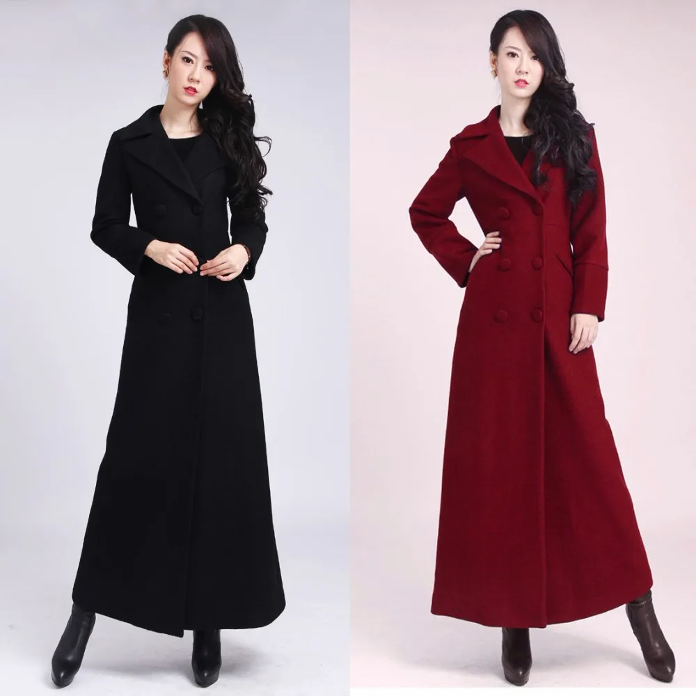 2016 New Elegant Long Women Coat Winter Wool Coats Slim Wool Jackets ...