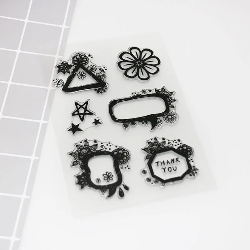 

flower border transparent silicone stamp, diy Handmade Scrapbook Photo Album diary decoration tools soft Stamps