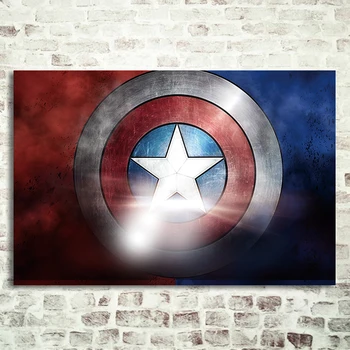 

Modern Movie Poster Captain America Shield Wall Picture Superhero Wall Art Silk Prints Bar Boy Bedroom Decor