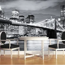 Модный город фото обои Бруклинский мост Нью-Йорк дизайнерская настенная черно-белая комната Декор Спальня дети художественное украшение