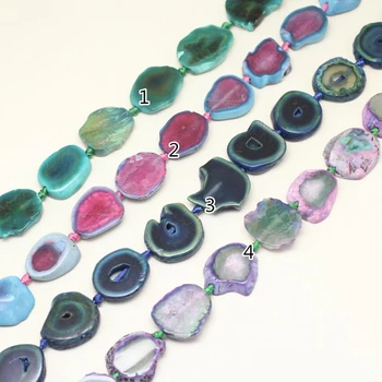 

4 Color choice,Full strand 25-30mm Freeform Achate Drilled Slab Beads Necklace,Natural Achate Stone Slice Chunks Loose Beads
