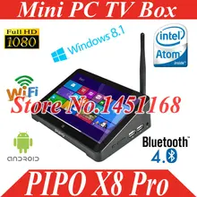 Pipo X8 Pro Смарт Мини ПК ТВ коробка Intel Z8350 двойная система Windows 8,1& Android 4,4 2 ГБ DDR3 32 ГБ/64 Гб телевизионная коробка с Bluetooth