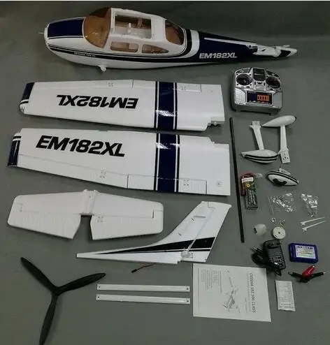 Хороший для начинающих RC самолет тренировочный самолет Cessna 182 1410 мм размах крыльев 6ch с закрылками, светодиодный светильник epo RTF готов к полету - Цвет: Blue182 Mode 1