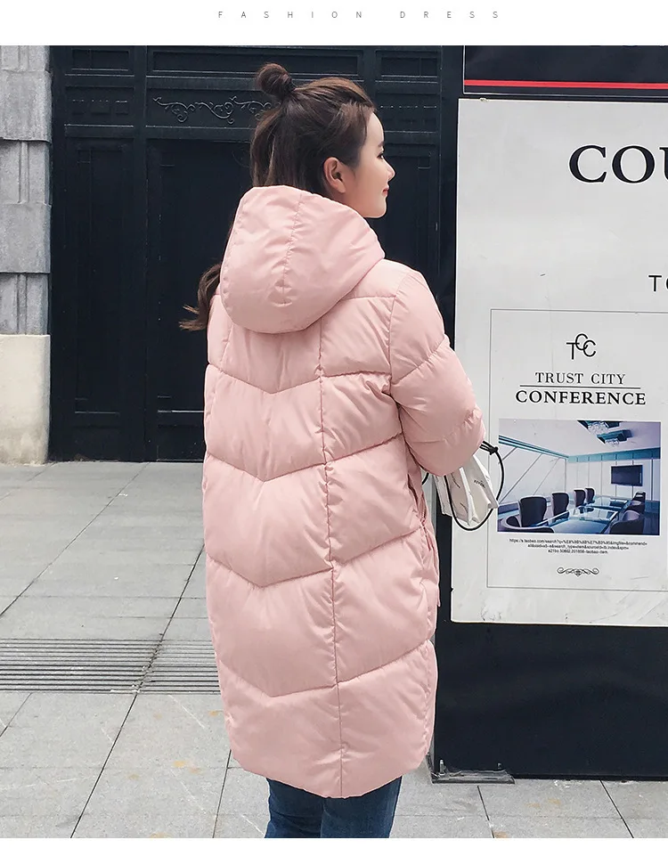 Женская зимняя куртка, модное толстое длинное пальто с хлопковой подкладкой, Женская Корейская парка с капюшоном, женская верхняя одежда, Casaco Feminino