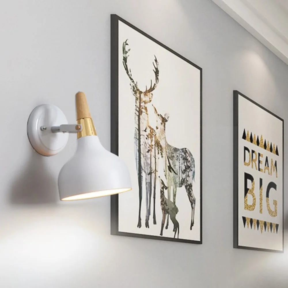 

Nordic Fresh Literary Wall Lamp Single Head Minimalist Iron Macarons Children aisle living room Corridor Hotel Background