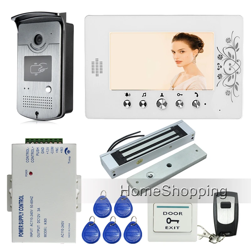 Free Shipping Wired 7 Color Video font b Door b font Phone Intercom Entry RFID Access