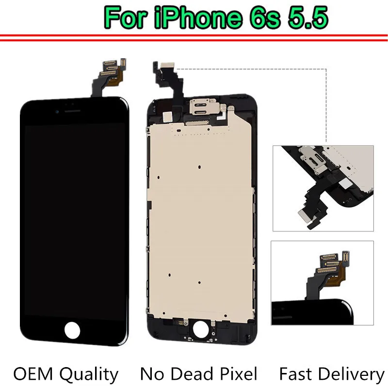 

5PCS LCD Display Full Assembly For iPhone 6S Plus Touch Screen Digitizer Complete Replacement+Speaker+Camera Free DHL Shipping