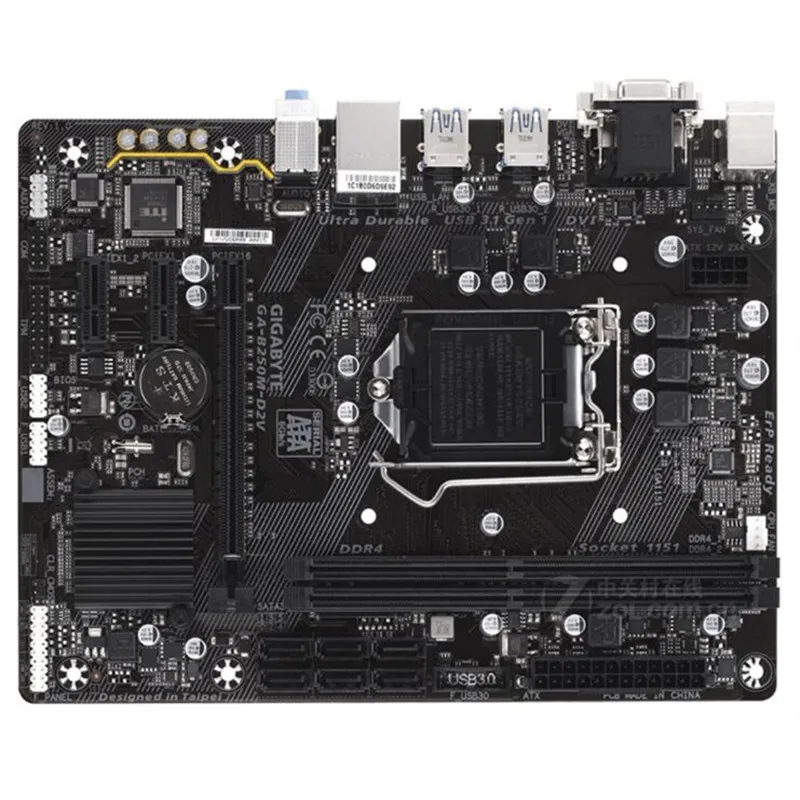 Для Gigabyte GA-B250M-D2V оригинальная б/у материнская плата B250M-D2V B250 Socket LGA 1151 DDR4 USB3.0 SATA3 |