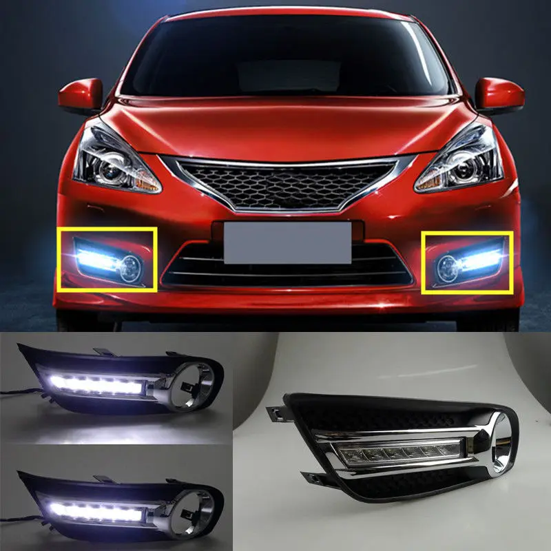 2PCS White Daytime Running Lights DRL LED for Nissan Pulsar New Tiida