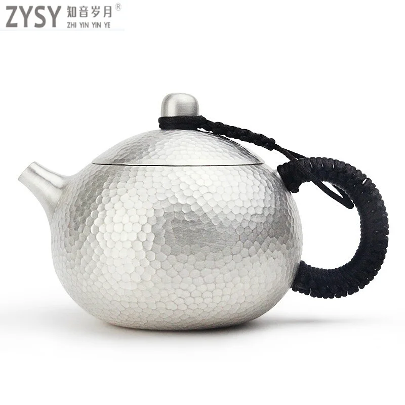 Чистый серебряный чайный набор кунг-фу, ручное производство чистого серебра 999 сделать старый горящий чайник воды напоминание чайник, офис