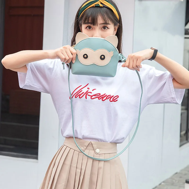 

2019 New Sweet Contrast Color Single Shoulder Bag Animal Shape PU Zipper Bag with Strap for Women LBY2019