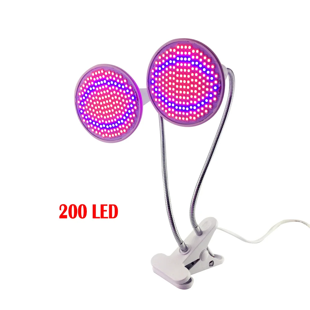 28/126 светодио дный/200/290 LED Grow Plant Light полный спектр лампы накаливания Dual Head с настольным зажимом для комнатных цветов Семена парниковых