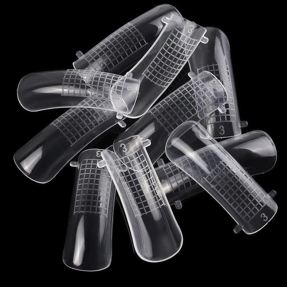 20pcs /100pcs Transparent Fake Nail Molds Scale Model Nail Forms Acrylic nail System Forms Full Cover Polygel UV Gel nails Tips