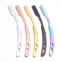 100 штук 14x2 см индивидуальный логотип оптом Мужская прямая Опасная бритва стальная бритва складной нож для бритья инструменты для удаления волос C6102